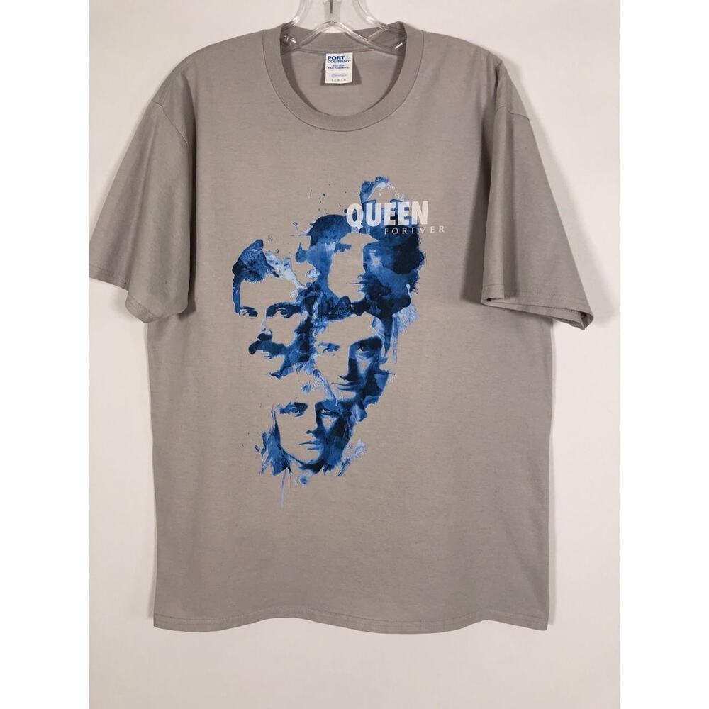 VTG‎ Queen Forever Faces Paintsplat Rare Rock Band Album LG Gray Graphic T-Shirt